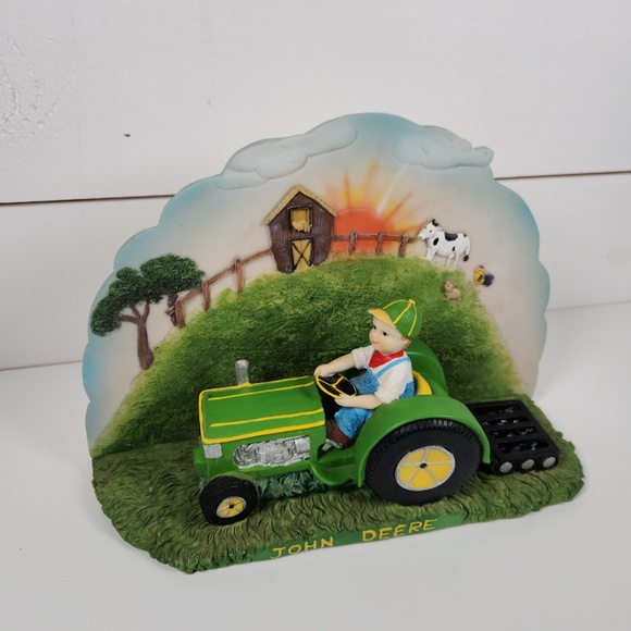 VTG 2002 DWK Boy Drives a John Deere Tractor Resin Figurine- Farm, Country, 3D - Picture 2 of 12